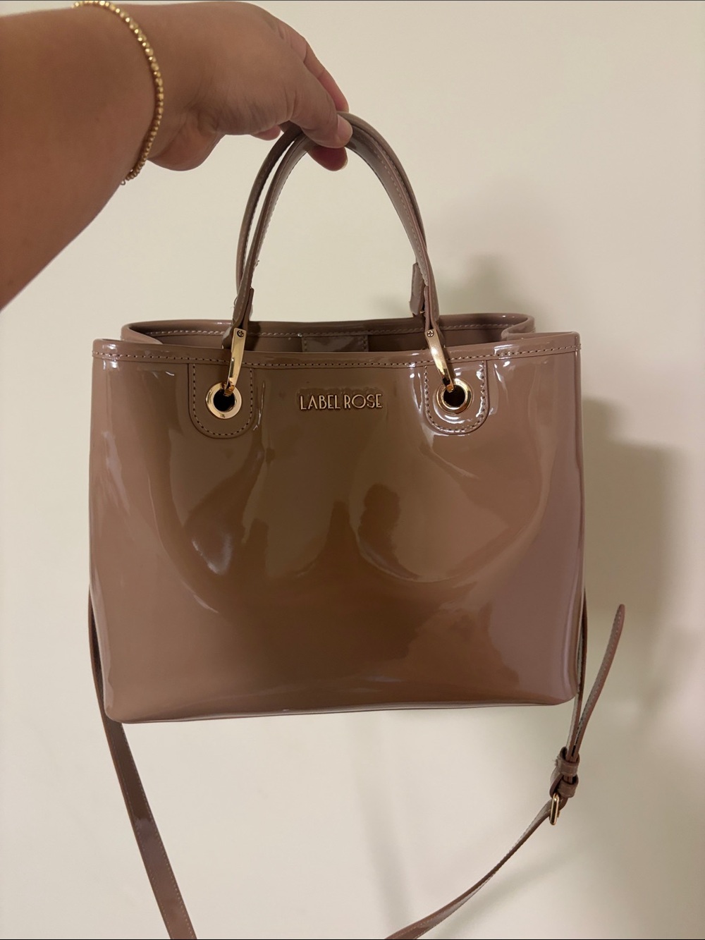 Women's Patent Satchel in Nude
